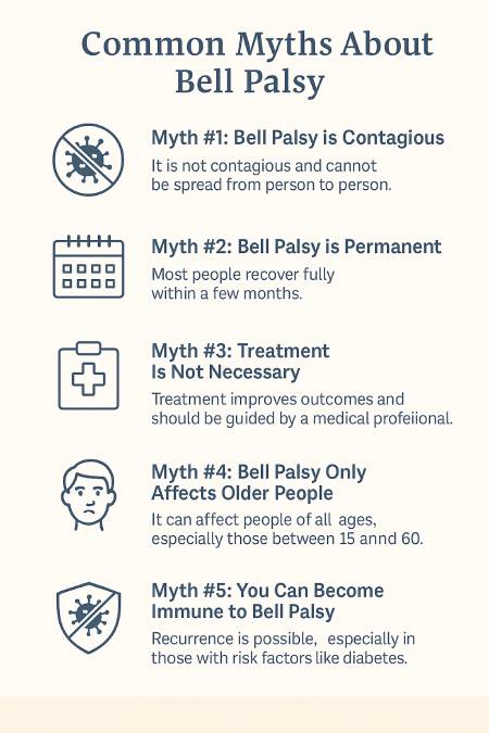 infographic showing myths of bell palsy